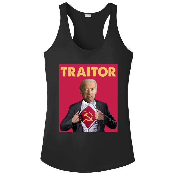 Anti President Joe Biden Biden Is A Communist Traitor Joe Biden Not My Communist Ladies PosiCharge Competitor Racerback Tank