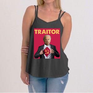 Anti President Joe Biden Biden Is A Communist Traitor Joe Biden Not My Communist Women's Strappy Tank