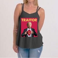 Anti President Joe Biden Biden Is A Communist Traitor Joe Biden Not My Communist Women's Strappy Tank