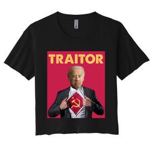 Anti President Joe Biden Biden Is A Communist Traitor Joe Biden Not My Communist Women's Crop Top Tee