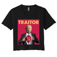 Anti President Joe Biden Biden Is A Communist Traitor Joe Biden Not My Communist Women's Crop Top Tee