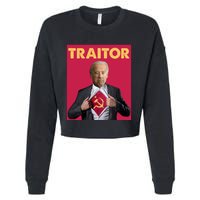 Anti President Joe Biden Biden Is A Communist Traitor Joe Biden Not My Communist Cropped Pullover Crew