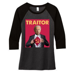 Anti President Joe Biden Biden Is A Communist Traitor Joe Biden Not My Communist Women's Tri-Blend 3/4-Sleeve Raglan Shirt