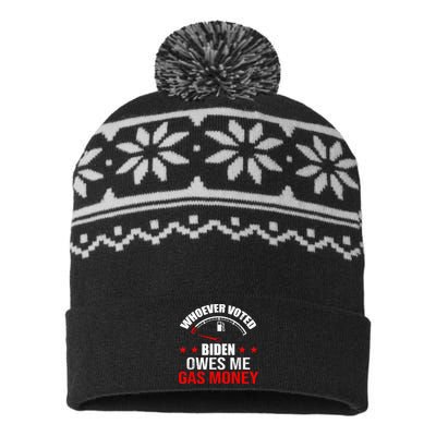 Anti President Joe Biden Owes Republican Gas Money USA-Made Snowflake Beanie