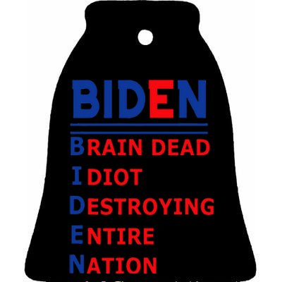 Anti President Joe Biden Idiot Democratic Republican Ceramic Bell Ornament