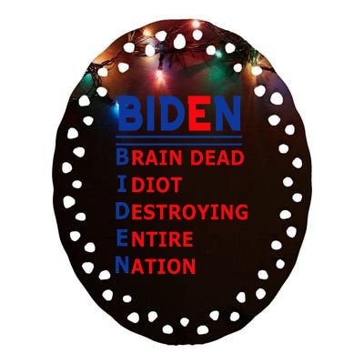 Anti President Joe Biden Idiot Democratic Republican Ceramic Oval Ornament