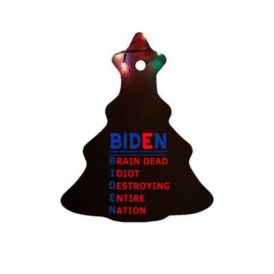 Anti President Joe Biden Idiot Democratic Republican Ceramic Tree Ornament