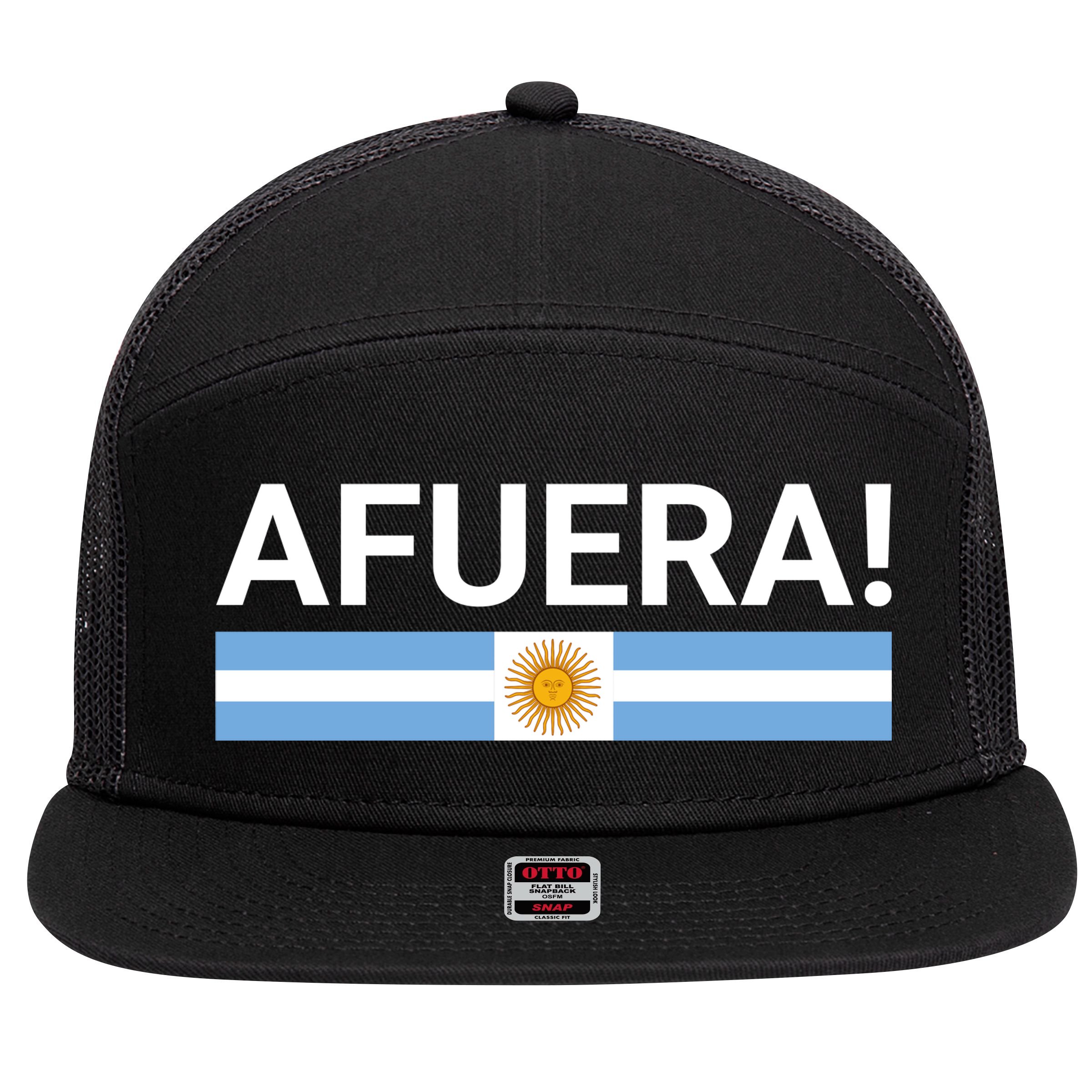Afuera! President Javier Milei 7 Panel Mesh Trucker Snapback Hat