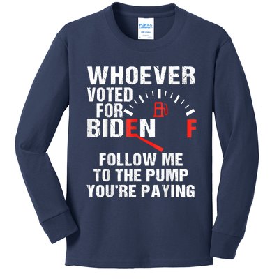 Anti President Joe Biden Owes Republican Gas Money Kids Long Sleeve Shirt