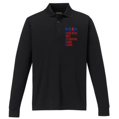 Anti President Joe Biden Idiot Funny Democratic Republican T Performance Long Sleeve Polo