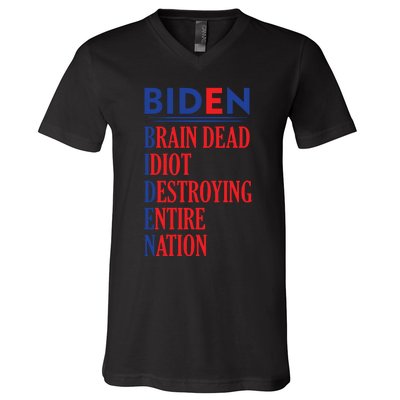 Anti President Joe Biden Idiot Funny Democratic Republican T V-Neck T-Shirt