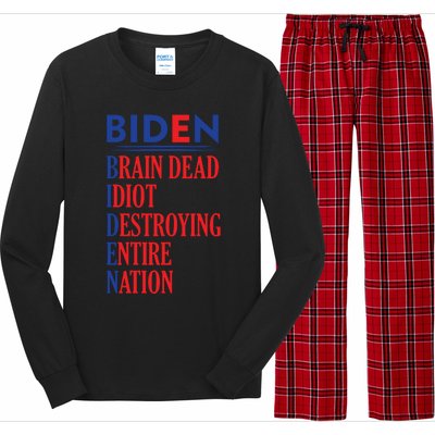 Anti President Joe Biden Idiot Funny Democratic Republican T Long Sleeve Pajama Set