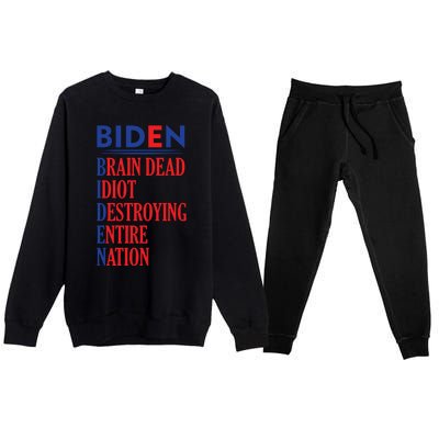 Anti President Joe Biden Idiot Funny Democratic Republican T Premium Crewneck Sweatsuit Set