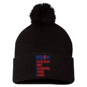 Anti President Joe Biden Idiot Funny Democratic Republican T Pom Pom 12in Knit Beanie