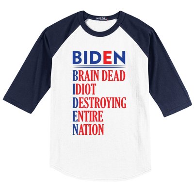 Anti President Joe Biden Idiot Funny Democratic Republican T Baseball Sleeve Shirt