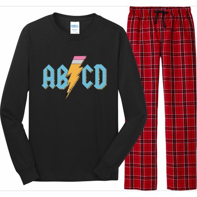 ABCD Pencil Lightning Rockn Roll Teacher Back To School Long Sleeve Pajama Set