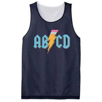 ABCD Pencil Lightning Rockn Roll Teacher Back To School Mesh Reversible Basketball Jersey Tank