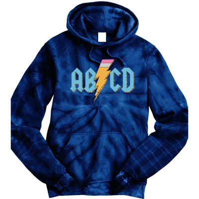 ABCD Pencil Lightning Rockn Roll Teacher Back To School Tie Dye Hoodie