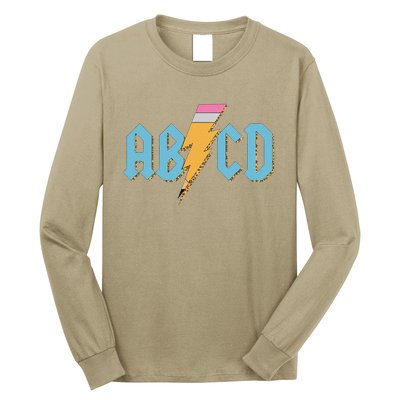 ABCD Pencil Lightning Rockn Roll Teacher Back To School Long Sleeve Shirt