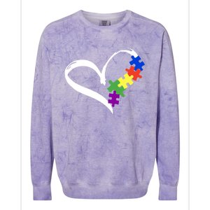 Autism Puzzle Love Autism Awareness Graphic Cool Gift Colorblast Crewneck Sweatshirt