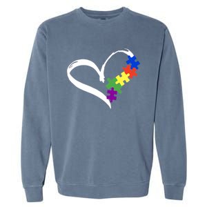 Autism Puzzle Love Autism Awareness Graphic Cool Gift Garment-Dyed Sweatshirt