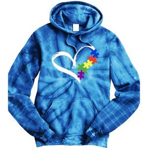 Autism Puzzle Love Autism Awareness Graphic Cool Gift Tie Dye Hoodie