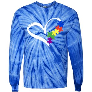 Autism Puzzle Love Autism Awareness Graphic Cool Gift Tie-Dye Long Sleeve Shirt