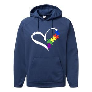 Autism Puzzle Love Autism Awareness Graphic Cool Gift Performance Fleece Hoodie