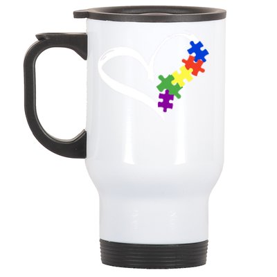 Autism Puzzle Love Autism Awareness Graphic Cool Gift Stainless Steel Travel Mug