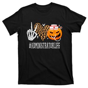 Administrator Peace Love Pumpkin Funny Halloween Leopard T-Shirt