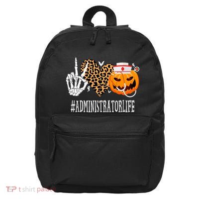 Administrator Peace Love Pumpkin Funny Halloween Leopard 16 in Basic Backpack