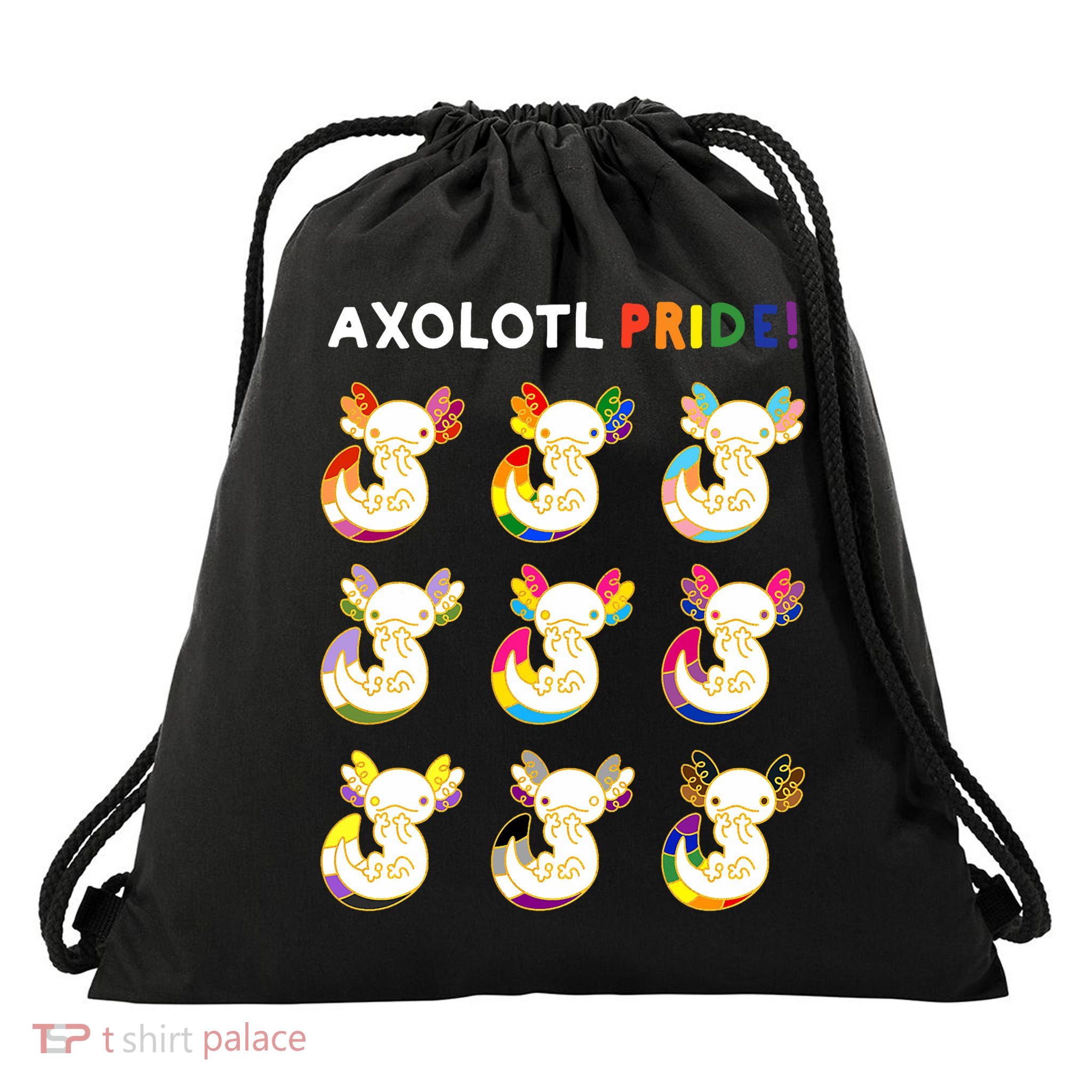 Axolotl Pride LGBT Kawaii Axolotls Rainbow Gay Pride Month Drawstring Bag