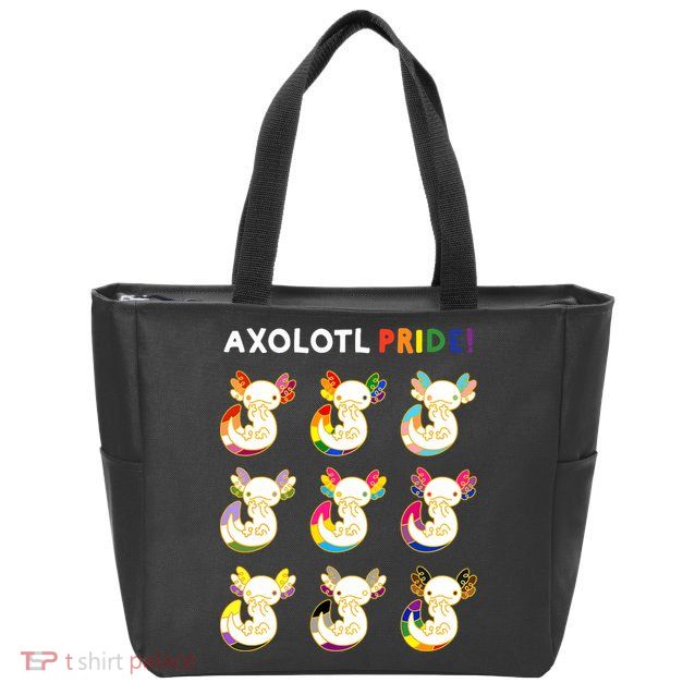 Axolotl Pride LGBT Kawaii Axolotls Rainbow Gay Pride Month Zip Tote Bag