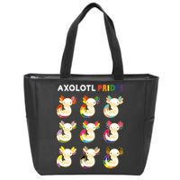 Axolotl Pride LGBT Kawaii Axolotls Rainbow Gay Pride Month Zip Tote Bag