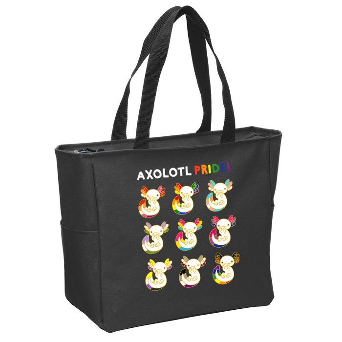 Axolotl Pride LGBT Kawaii Axolotls Rainbow Gay Pride Month Zip Tote Bag