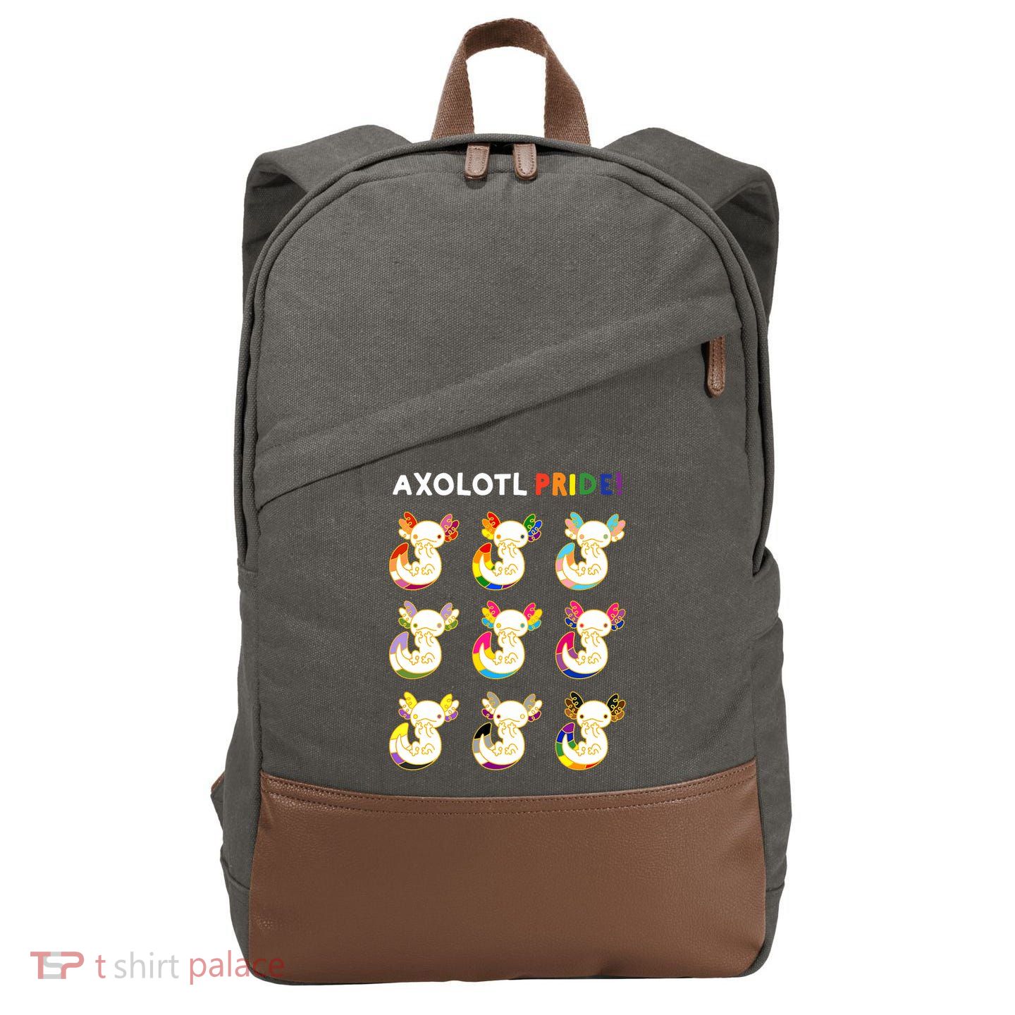 Axolotl Pride LGBT Kawaii Axolotls Rainbow Gay Pride Month Cotton Canvas Backpack