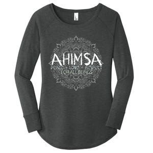 Ahimsa Peace Love Respect Vegan Women's Perfect Tri Tunic Long Sleeve Shirt