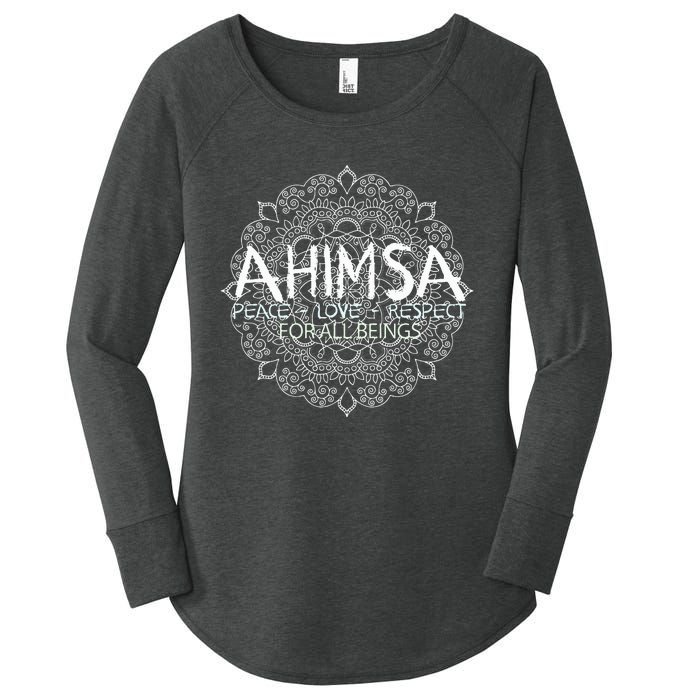 Ahimsa Peace Love Respect Vegan Women's Perfect Tri Tunic Long Sleeve Shirt