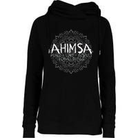 Ahimsa Peace Love Respect Vegan Womens Funnel Neck Pullover Hood