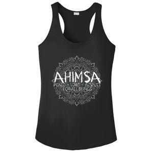 Ahimsa Peace Love Respect Vegan Ladies PosiCharge Competitor Racerback Tank