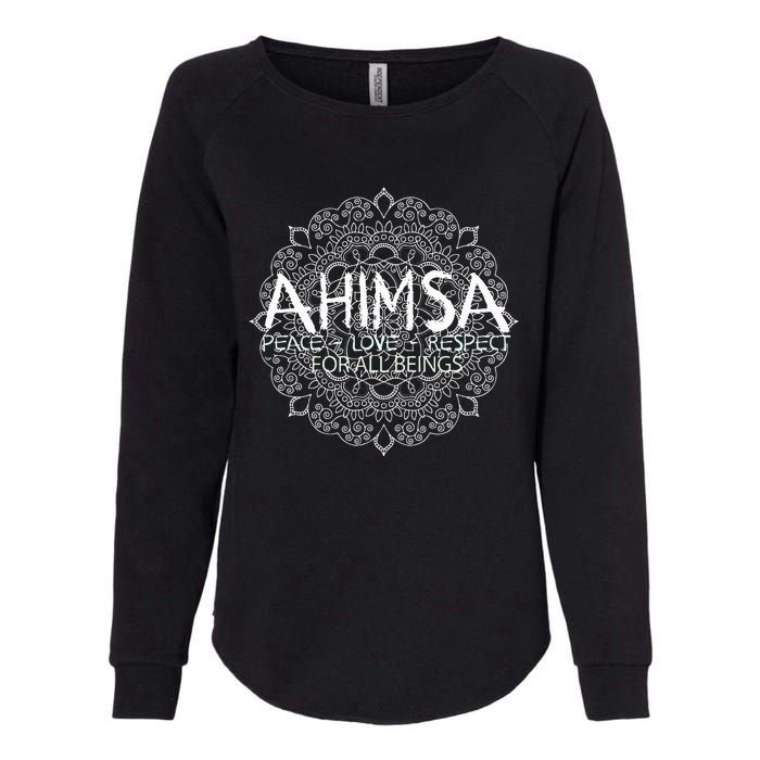 Ahimsa Peace Love Respect Vegan Womens California Wash Sweatshirt