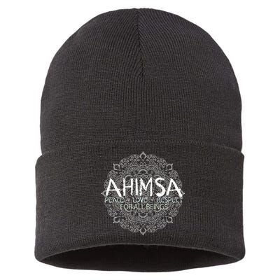 Ahimsa Peace Love Respect Vegan Sustainable Knit Beanie