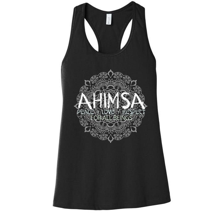 Ahimsa Peace Love Respect Vegan Women's Racerback Tank