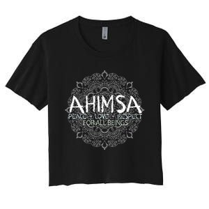 Ahimsa Peace Love Respect Vegan Women's Crop Top Tee