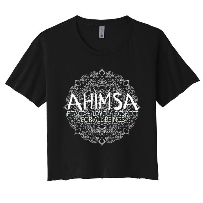 Ahimsa Peace Love Respect Vegan Women's Crop Top Tee