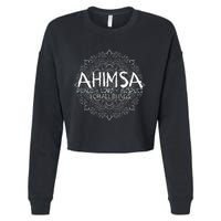 Ahimsa Peace Love Respect Vegan Cropped Pullover Crew