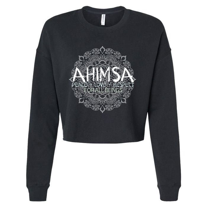 Ahimsa Peace Love Respect Vegan Cropped Pullover Crew