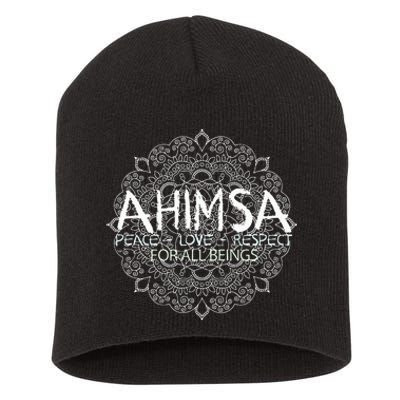 Ahimsa Peace Love Respect Vegan Short Acrylic Beanie