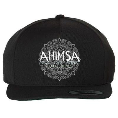 Ahimsa Peace Love Respect Vegan Wool Snapback Cap