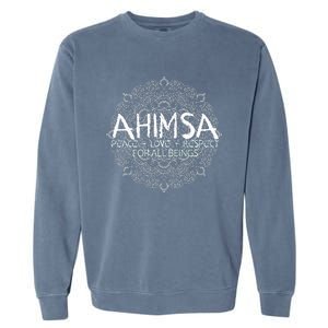 Ahimsa Peace Love Respect Vegan Garment-Dyed Sweatshirt